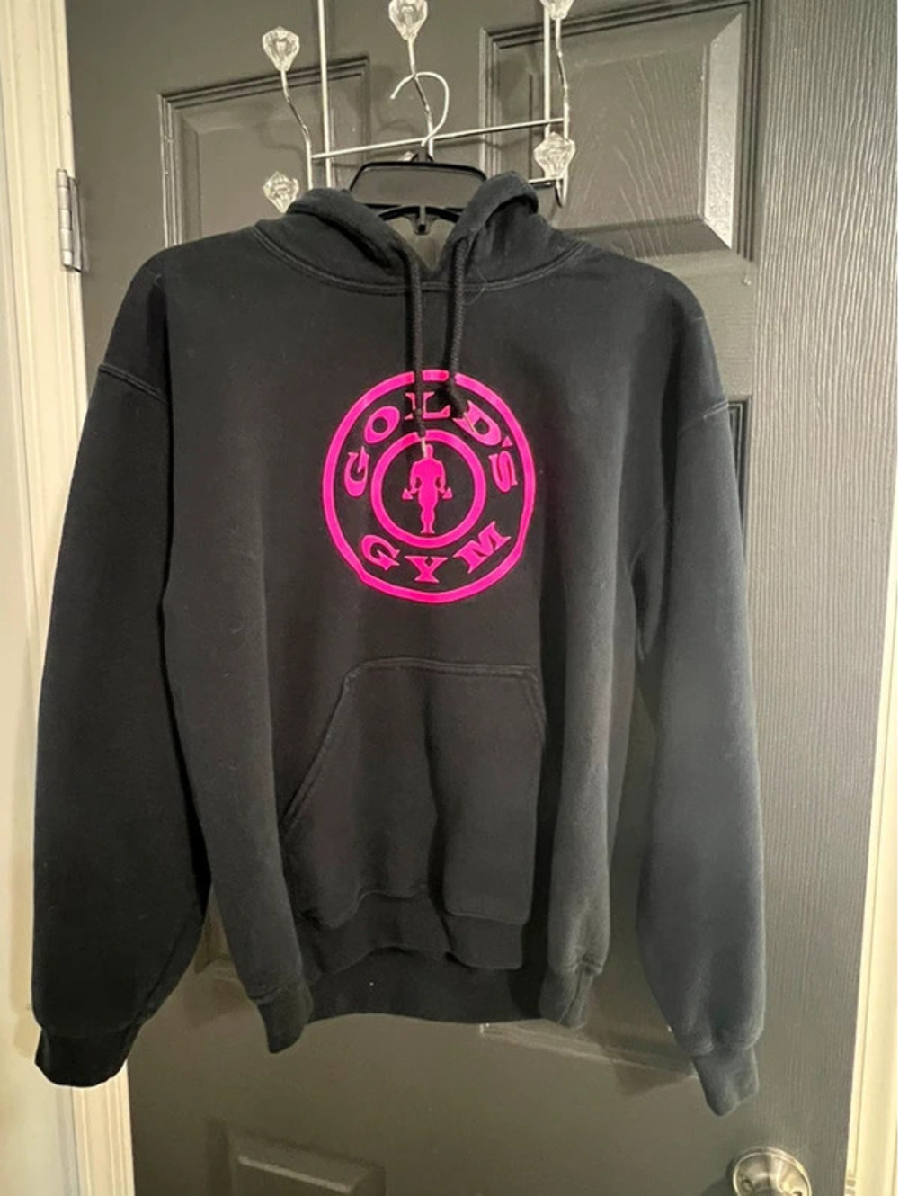 Gold’s Gym Black Hoodie Pink Logo Gildan Heavy Blend Women’s
